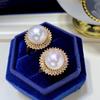 Anel de Pérola Natural de Água Doce Edison Outono Mais Vendido 11mm Rosa-Roxo Contas Redondas Grandes Coloridas Deslumbrantes Banhado a Ouro 18K Feminino