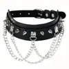 Conjunto de 6 peças estilo Harajuku gargantilha punk preta coleira geométrica coração couro alça escura para pescoço clavícula