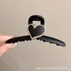 Para cabelos grossos, presilha de tubarão acrílica da moda, presilha de cabelo francesa fofa em formato de coração, presilha de garra com laço elegante para mulheres