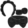 Faixa de Cabelo para Spa e Pulseiras de Pulso Combinando para Lavar o Rosto Pele Suave Laço Macio para Maquiagem Facial Faixa de Cabelo para Banho
