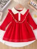 INS Explosiones Vestido Largo de Punto para Niños Niñas Primavera Otoño e Invierno Cuello Solapa Vestido de Punto Manga Larga Vestido de Princesa Vestido Largo