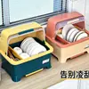 Nueva Caja de Almacenamiento Multicolor para Tazones y Palillos del Hogar, Estante de Almacenamiento para Platos, Estante Escurridor Multifuncional de Cocina con Tapa