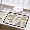 Alfombrilla Drenante para Encimera de Cocina de Lujo Accesible Retro Alfombrilla Silenciosa Secado Rápido Absorbente de Agua Lavabo Fregadero Mesa Alfombrilla Antideslizante para Tazas y Tazones