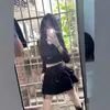 Falda Corta Estilo Tarta Negra Ajustada al Cuerpo para Mujeres Petites, Estilo Universitario, Verano 2025 Pura Deseo Chica Picante Falda de Línea A de Cintura Alta