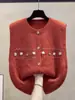 Cárdigan de Punto Hecho a Mano con Flores Transfronterizo Chal Suéter Prendas de Abrigo Chaleco de Punto con Cuello Redondo Chaleco para Mujer Otoño Invierno Nuevo Chaleco Holgado