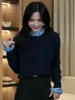 Cárdigan de Punto Retro Estilo Francés para Mujer, Nuevo para Otoño 2026, Versátil de Corte Ajustado, Camisa Base, Top de Manga Larga