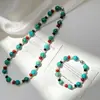 Collar y Pulsera de Cadena para Clavícula con Diseño de Perlas Naturales de Agua Dulce de Alta Calidad, Ágata Negra, Turquesa Roja Artificial del Sur y Turquesa
