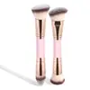 Set de 5 Brochas de Maquillaje Doble Cara Transfronterizo, Brocha para Base y Rubor, Brocha de Contorno de Tres Colores con Cerdas Suaves, Brocha para Polvo Suelto, Herramientas de Belleza de Comercio Exterior
