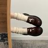 Zapatos Retro de Cuero Negro Estilo Británico para Mujer 2026 Nuevos Primavera y Otoño Mocasines Franceses Slip-On de Suela Gruesa y Tacón Grueso
