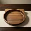 Bandeja de té de nogal vintage, bandeja de té dividida estilo chino, juego de té, plato de postre, plato para merienda de la tarde, plato de frutas