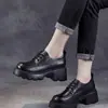 Zapatos de Cuero Pequeños con Suela Gruesa que Aumentan la Altura, Estilo Británico, con Cordones, Suela de Plataforma, Mocasines Pequeños para Mujer, Nueva Colección Primavera/Otoño 2026