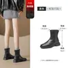 Botas Martin Augusden para Mujer 2026 Nuevas Botas Chelsea Chimney de Otoño e Invierno Botas Negras Cortas de Suela Gruesa con Forro de Lana
