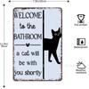 Placa de Lata Gato Preto e Branco, Placa de Metal para Amantes de Cachorros, Decoração de Parede de Banheiro de Pet Shop, Decoração de Parede de Pet Shop