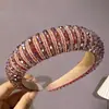 Faixa de Cabelo Esponja com Contas Retrô Europeia e Americana, Tiara de Cabelo de Cristal Feita à Mão Barroca, Adorno de Cabeça Grande de Cano Alto para Mulheres, Acessório de Cabelo Elegante para Senhoras