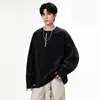Sudadera con capucha de felpa a rayas, cuello Henley de dos colores, manga larga, cálida, casual, capa base de terciopelo