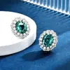 Pendientes de Botón Ovalados Esmeralda Rica Estilo Vintage para el Trabajo Banquetes Versátiles Brillantes con Pedrería Geométricos Adornos para Orejas para Mujer