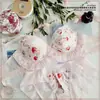 Conjunto de Sutiã Lolita Japonês Feminino de Verão com Bojo de Esponja Sem Aro Xadrez Push-Up Ursinho Morango