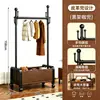 Arara de Chão Personalizável para Casa e Dormitório com Cesta e Rodas, Cabideiro Móvel para Quarto, Armazenamento Interno para Roupas, Toalhas, Chapéus