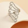Anillo de Cobre con Circonita Micropavé Oro 18K Forma de Ala Asimétrica Versátil Transfronterizo Más Vendido Moda Diseño Personalizado de Alta Gama
