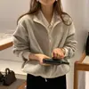Nuevo cárdigan de forro polar con cuello alto, estilo suelto y casual, para otoño e invierno, de Dongdaemun, Corea; chaqueta cálida y engrosada con cremallera para mujer.