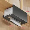 Portarrollos de Papel de Cocina para Gabinete, Sin Taladro, Sin Instalación, Acero al Carbono, Estante para Almacenamiento de Papel Higiénico Invertido