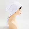 Nuevo Sombrero con Hiyab de Lino Cristalino de Color Sólido con Cuatro Rayas y Cola Larga de Amazon para Mujer con Cinta