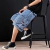 Shorts Jeans Multibolsos Masculinos Verão Soltos Tamanho Grande Casual Cintura Elástica Finos Resistentes ao Desgaste Roupa de Trabalho Calças Cinco Pontos