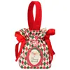 Sacos de Doces de Natal, Pequenos Sacos de Presente de Lona, Sacos com Cordão para Presente de Árvore de Natal, Papai Noel, Maçã, Atacado em Estoque