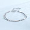 Pulseira Feminina de Corrente Osso de Cobra Octogonal Banhada a Prata Estilo Coreano Fashionável Simples Distinta Estilo Cool ins Pulseira de Corrente Osso de Cobra de Três Linhas Joias de Pulseira