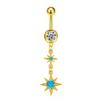 Europeo y Americano Transfronterizo Nuevo Cobre Incrustado Zirconio Colgante Luna Estrella Nueva Joyería para Perforación Corporal Uña para Ombligo Anillo para Ombligo