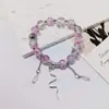 Pulseira de Contas de Vidro Degradê Estilo Chinês para Mulheres, Pulseira Doce e Fresca com Pingente de Borboleta, Joia de Barraca de Feira Noturna, Presente para Melhor Amiga