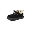 Zapatos de Cuero Genuino con Punta Ancha y Suelas Gruesas, Cordones Delanteros, Forro de Felpa, Bordados Cálidos de Lana, Zapatos de Plataforma, Zapatos Casuales de Moda de Invierno para Mujer