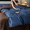 Conjunto de quatro peças de jacquard classe A de alta qualidade 100% algodão puro espessado, capa de edredom escovada 100% algodão estilo vintage, lençol, conjunto de cama 4