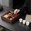 Caja Portátil de Nogal de Cuatro Compartimentos para Frutos Secos, Encerrando Estufa para Cocinar Té, Plato Creativo para Snacks, Hogar, Sala de Estar, Plato para Melón y Fruta, Bandeja China