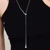Estilo Francés Exquisita Atmósfera Cadena de Suéter Gota de Agua Aerodinámica Lujo Ligero Nicho Diseño de Personalidad Sensación Temperamento Collar Ajustable