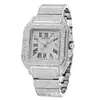Reloj de Lujo Full-Diamond Cuadrado Colorido Hip-Hop Resistente al Agua de Alto Valor para Hombre, Venta Caliente Transfronteriza, Venta al Por Mayor de Fábrica