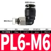 Conector rápido de microtubo de aire neumático, mini codo de inserción rápida, PL4-M3, M6, paso recto, PC6-M5, M6, ángulo recto