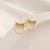 Pendientes Hechos a Mano DIY Accesorios que Conservan el Color Relleno de Oro de 14K Soporte de Perla con Media Agujero Incrustado Hebilla de Oreja Gancho de Oreja Material para Pendientes