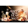 Tecido de Fundo para Ano Novo 2027 Transfronteiriço, Tecido Pendurado com Tema de Festa de Véspera de Ano Novo Europeia e Americana, Decoração para Atmosfera de Celebração Festiva