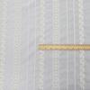 Tecido Bordado de Algodão com Textura Tencel Bordado com Linha de Algodão Listra Reta Posicionamento Floral Borda Ondulada Têxtil para Casa Infantil Tecido de Moda