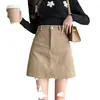 A- linha saia feminina nova emagrecimento corduroy saia elegante moda saia pura hip-wrapped A- linha saia