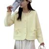 Casaco Suéter Cardigã Gola Redonda Estilo Xiao Xiang Feng Feminino Inverno 2024 Novo de Inverno Doce de Alta Qualidade que Rejuvenesce