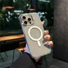 Funda magnética para teléfono Apple 17Promax Oro con Brillo Cielo Estrellado iPhone16 Transparente Anti-Caídas Cubierta Protectora