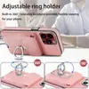 Adecuado para Apple 16Promax Funda Trasera para Teléfono Móvil con Chapado, Textura de Piel, Soporte para Tarjetas y Anillo Modelo Iphone15/14 con Ranura para Tarjetas