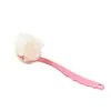Cepillo de baño de mango largo, cepillo de baño colgante para el hogar de cerdas suaves, exfoliante de espalda con bola de baño