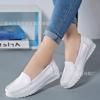 Zapatos Blancos de Tacón Bajo y Suela Plana Four Seasons Transpirables Cómodos de Piel de Vaca Antideslizantes para Trabajo Suela Suave Casuales Médicos