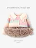 Conjunto de suéter para niña 2026 otoño gradiente colorido suéter de punto chaqueta linda falda tutú conjunto dulce de dos piezas
