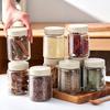 Botellas de Almacenamiento de Vidrio de Grado Alimenticio, Frascos Sellados Resistentes al Calor de Vidrio de Borosilicato Alto, Botellas Reutilizables, Botellas Vacías de Almacenamiento, Tapas de Plástico, Frascos para Condimentos