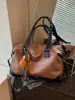 Bolsa de Viaje Corta Distancia de Cuero Suave Retro Gran Capacidad Tacto de Alta Gama Bolso de Hombro para Mujer Lujo Ligero Equipaje de Mano para Viaje de Negocios