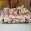Arranjo de flores de chão para casamento layout de fundo decoração de corredor no local flor de seda pronta para casamento salão de casamento palco T